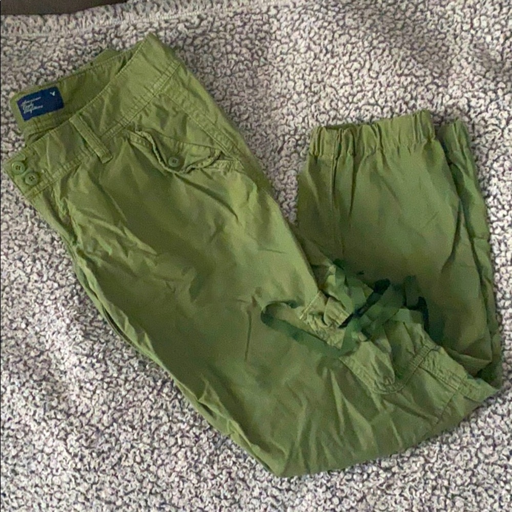 American Eagle Cargo Pants W Lace Tie Pockets 🔴